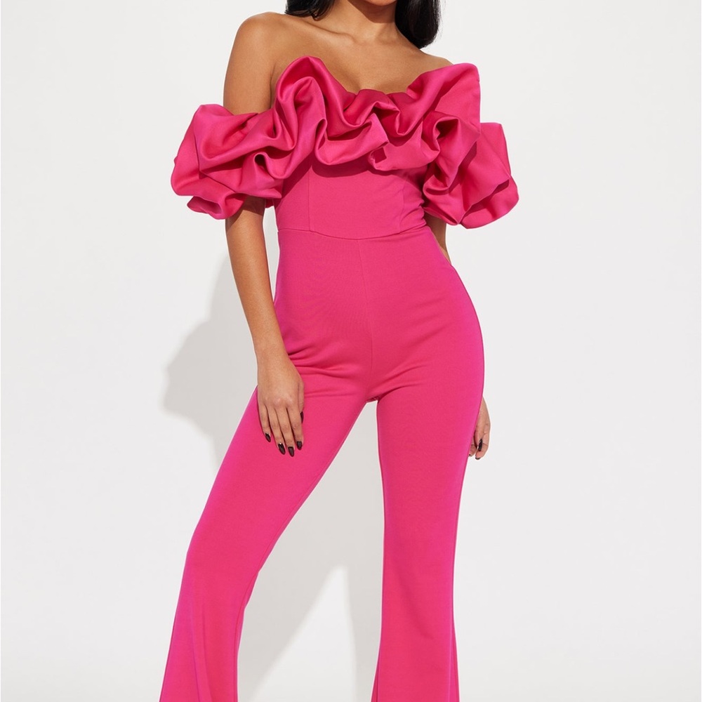 Pink ruffle jumpsuit